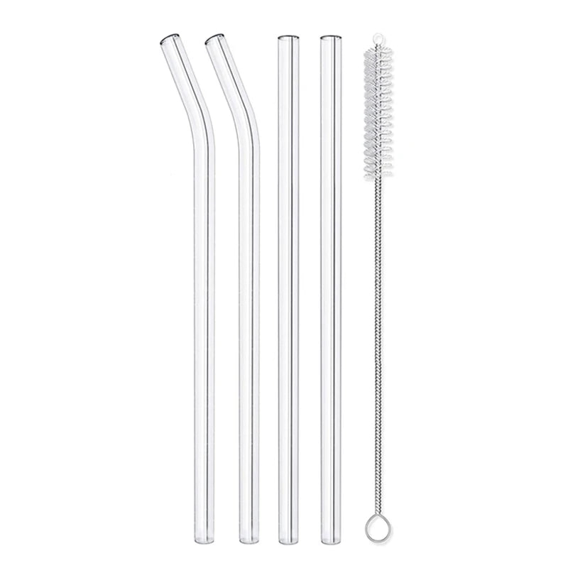 4/8Pcs Reusable Glass Straws Clear Glass Drinking Straws 8 Inch 8mm Tubes Juice Smoothie Tea Straws Glasses Straw Set for Drinks Eco Friendly