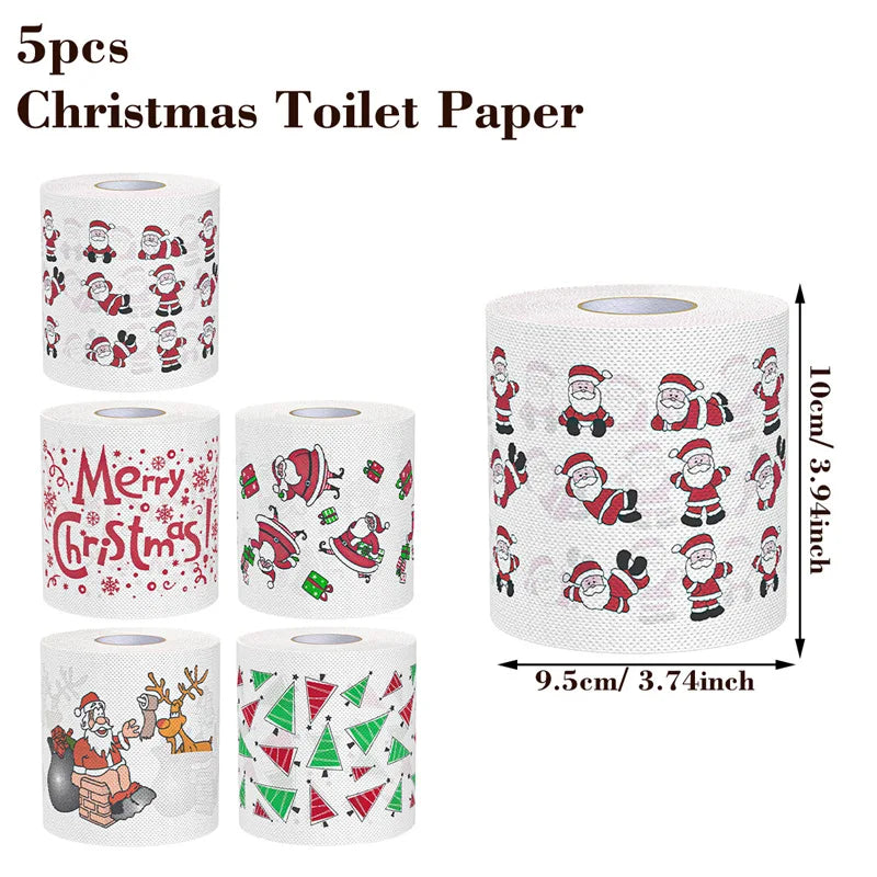 Christmas Toilet Roll Paper Happy 2026 New Year Christmas Supplies Xmas Tissue Roll Napkin Kitchen Tool Home Decoration New Year